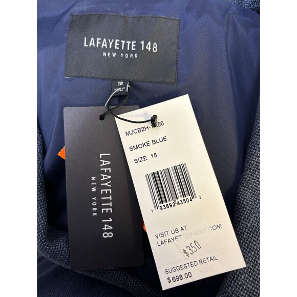 NWT Lafayette 148 Wool & Linen Blend Blazer Jacket Blue Size 18 - Picture 7 of 7